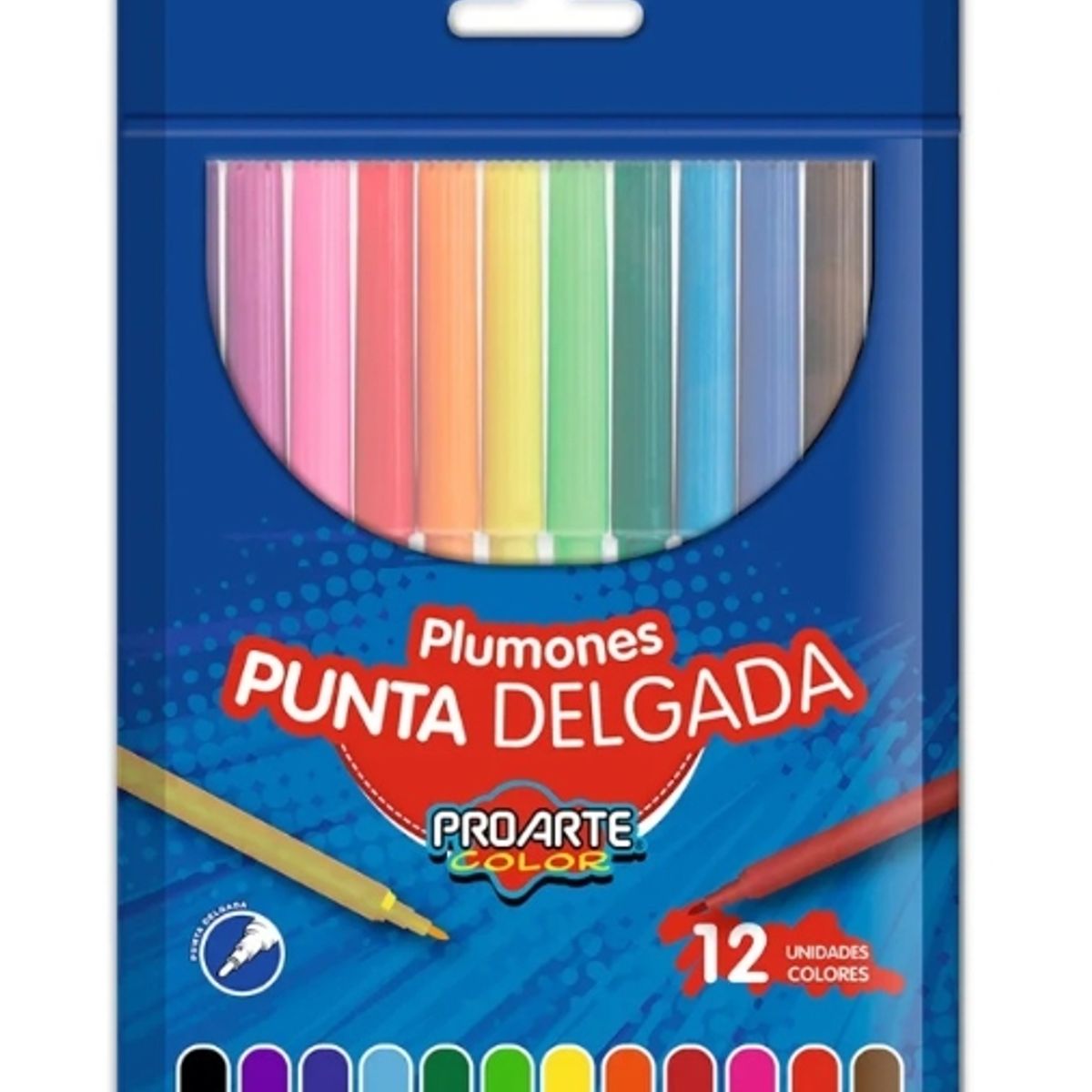 GENERICO - Plumones De Punta Delgada Pro Arte Multicolor 12 Unidades