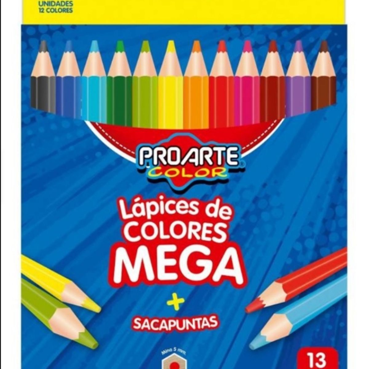 GENERICO - Lapicez De Colores Mega + Sacapuntas Pro Arte De 13 Unidades