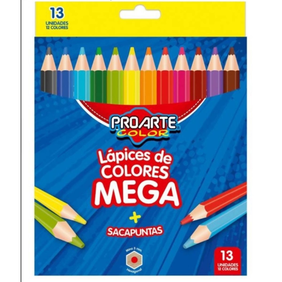 GENERICO - Lapicez De Colores Mega + Sacapuntas Pro Arte De 13 Unidades