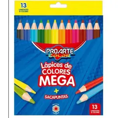 GENERICO - Lapicez De Colores Mega + Sacapuntas Pro Arte De 13 Unidades