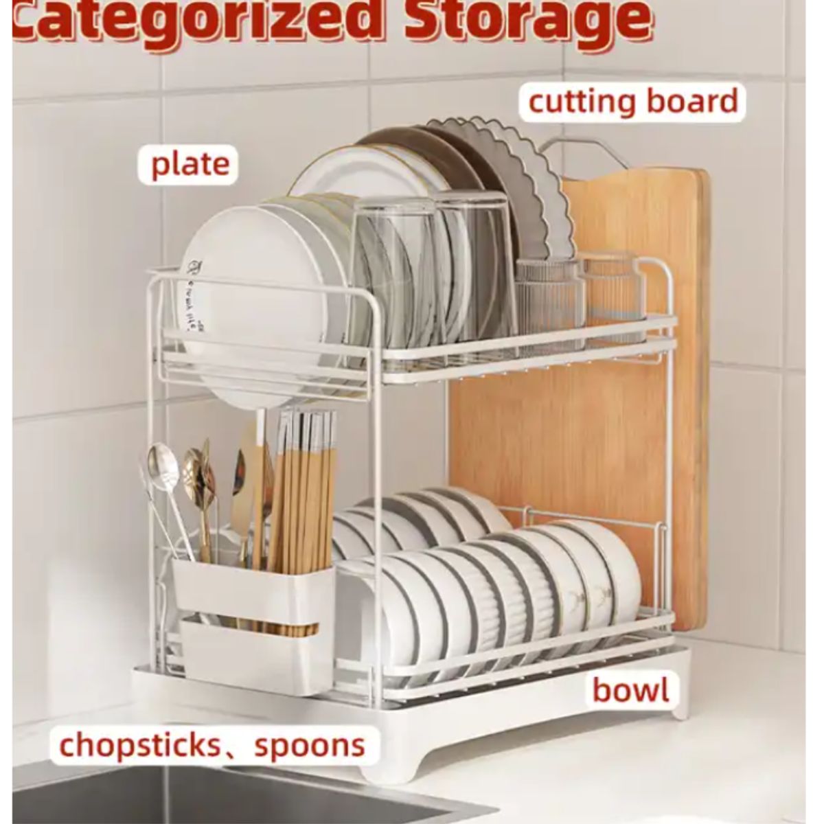 GENERICO - Secador de Platos Cubiertos y Tabla con Drenaje Incluido