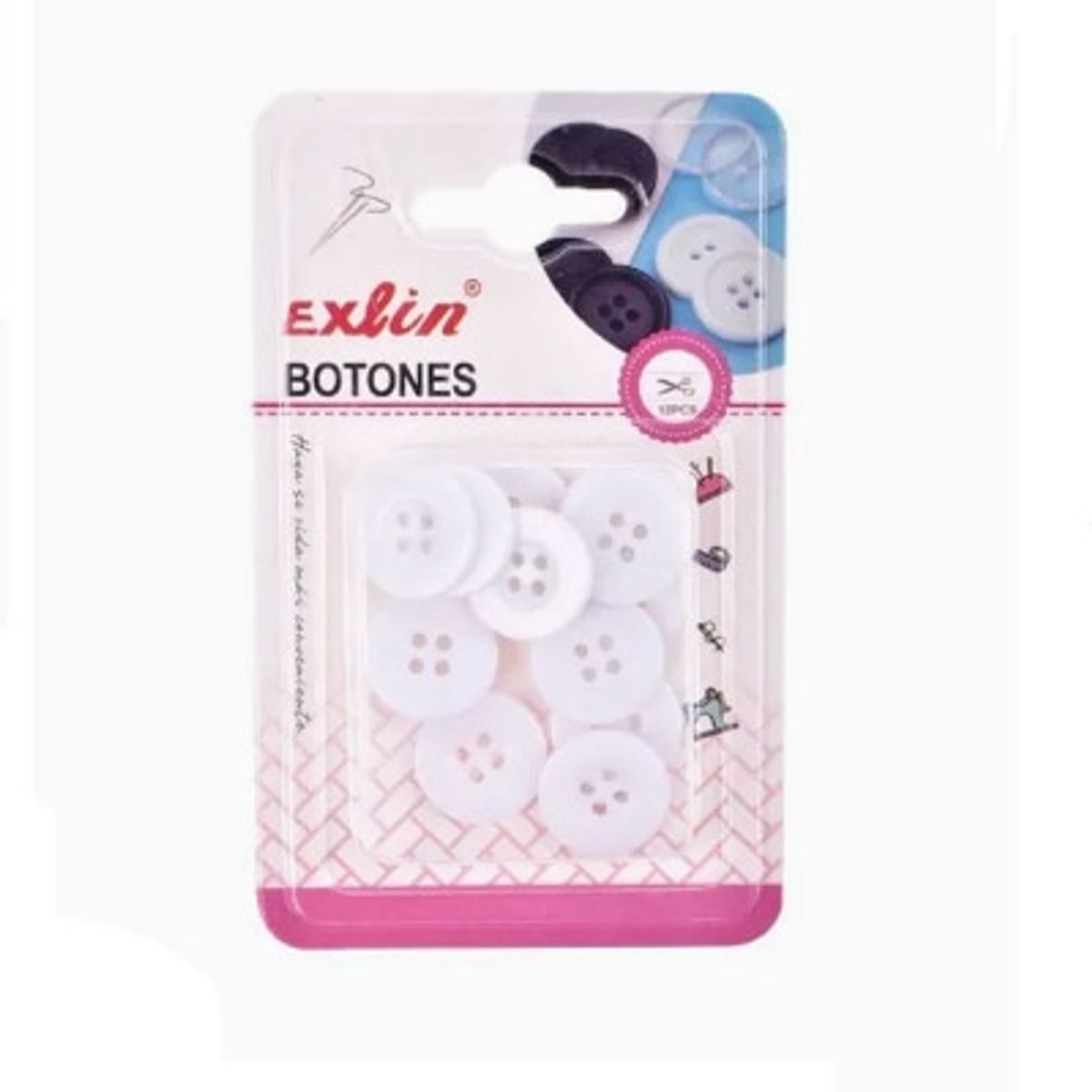 GENERICO - Botones Blanco 12 Pcs