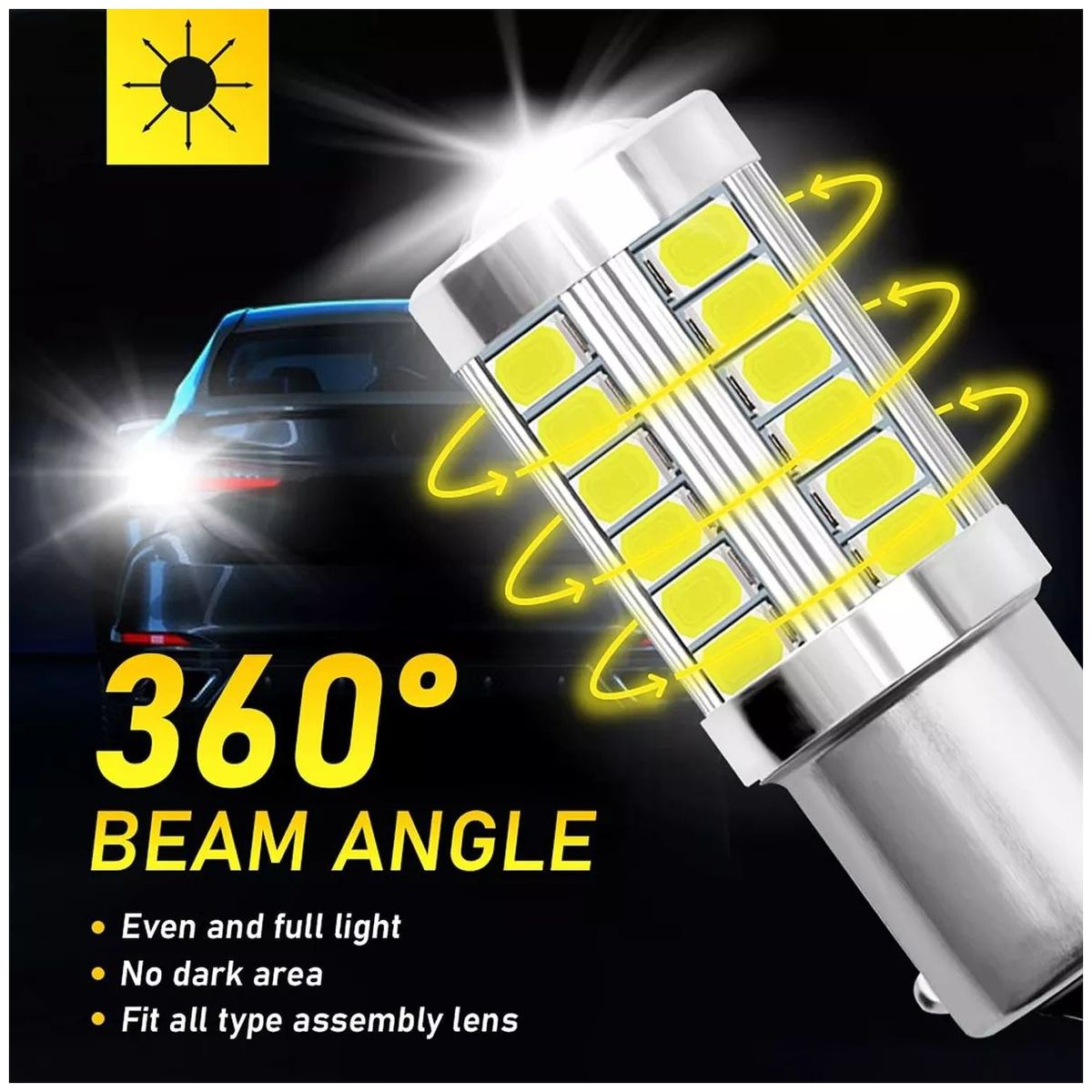 KUANGYE - Kit De Luces Led Ámbar 150° Viraje Intermitentes Auto