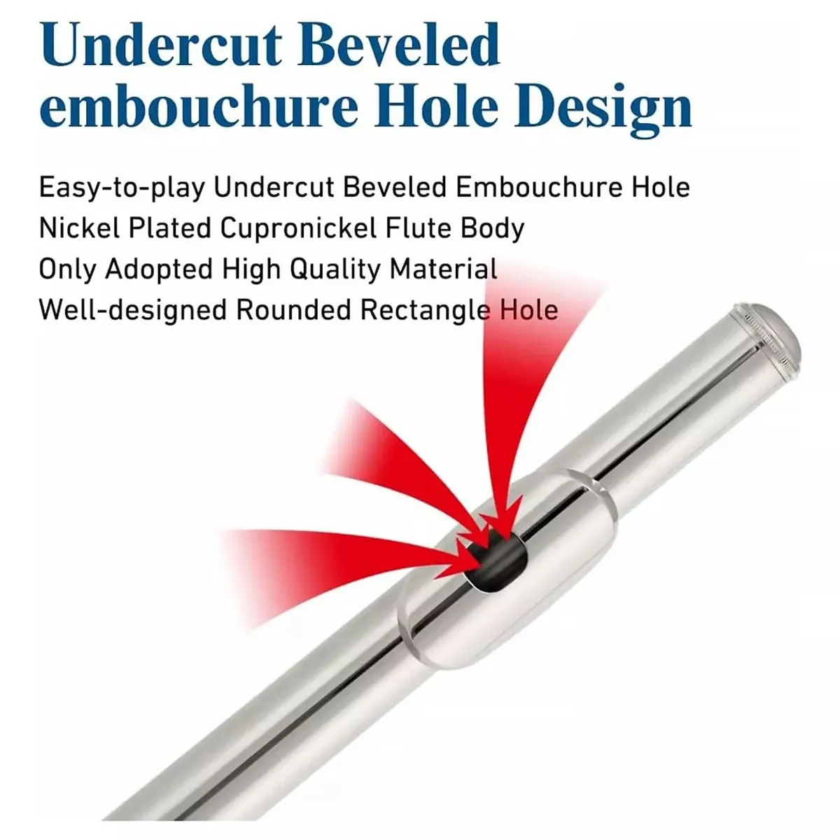 KUANGYE - Flauta,flauta Traversa De Níquel C Célula Cerrada 16 Hoyo.