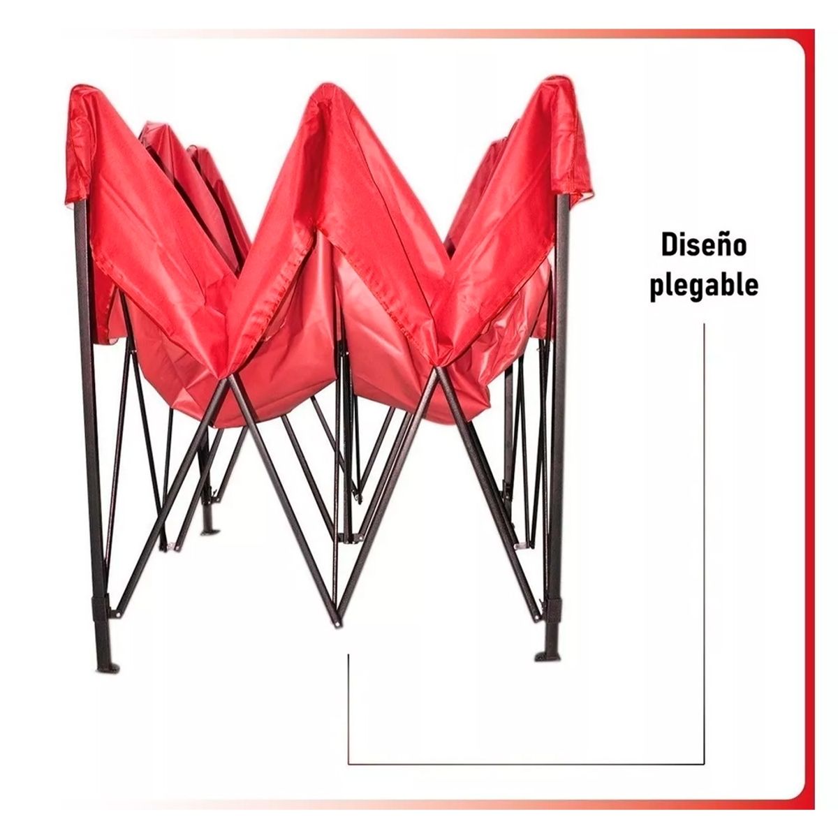 GENERICO - Toldo Plegable 3x3 Paredes Impermeable Retráctil ROJO