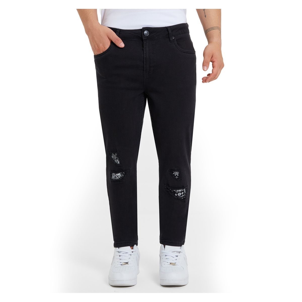 FASHION'S PARK - Jeans Hombre Skinny Rotura Negro Fashion's Park