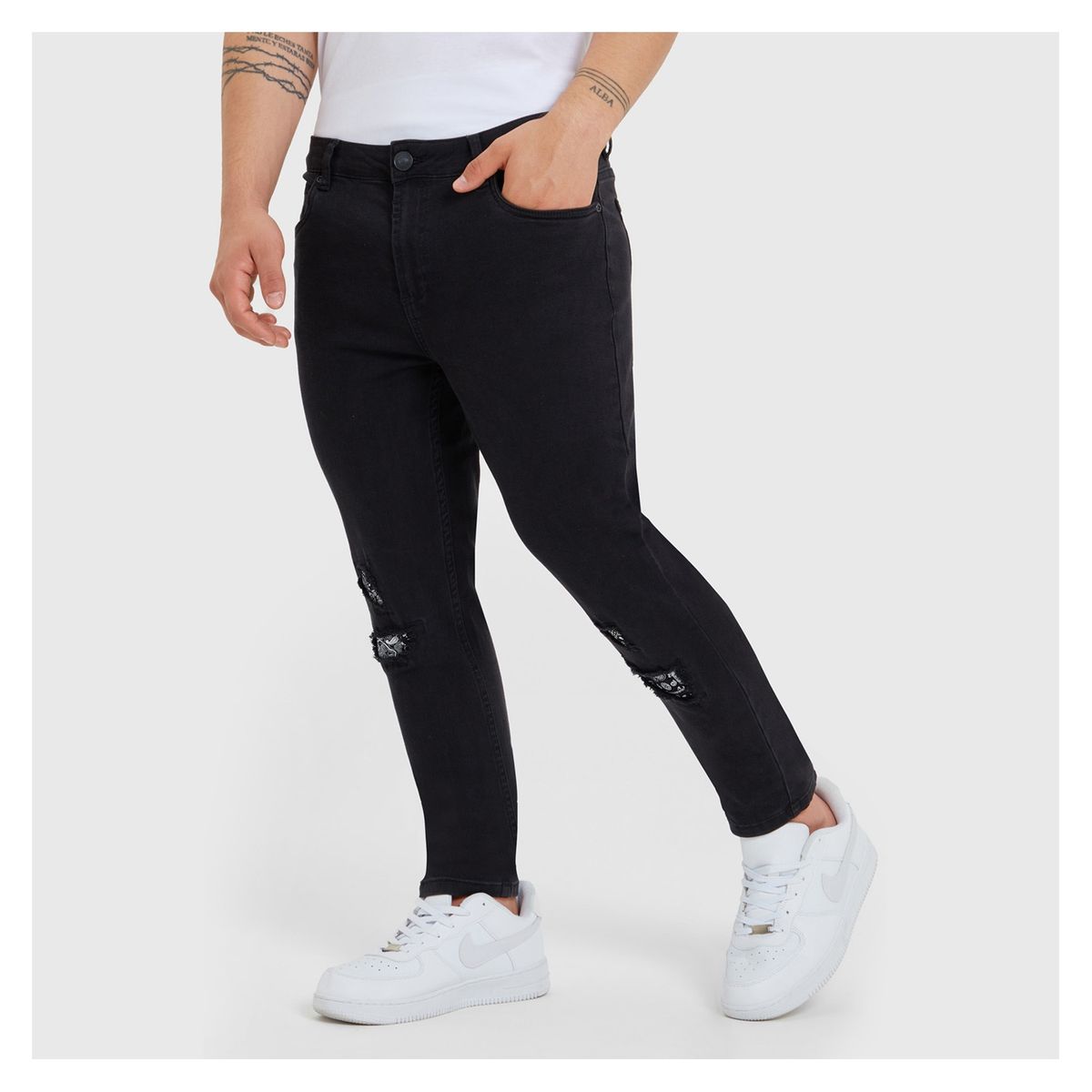 FASHION'S PARK - Jeans Hombre Skinny Rotura Negro Fashion's Park