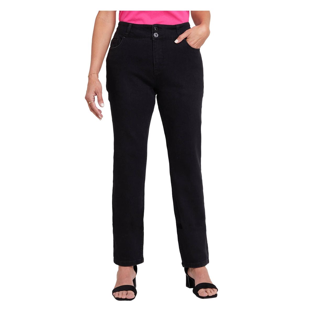 FASHION'S PARK - Jeans Mujer Tiro Alto Básico Push Up Negro Fashion's Park