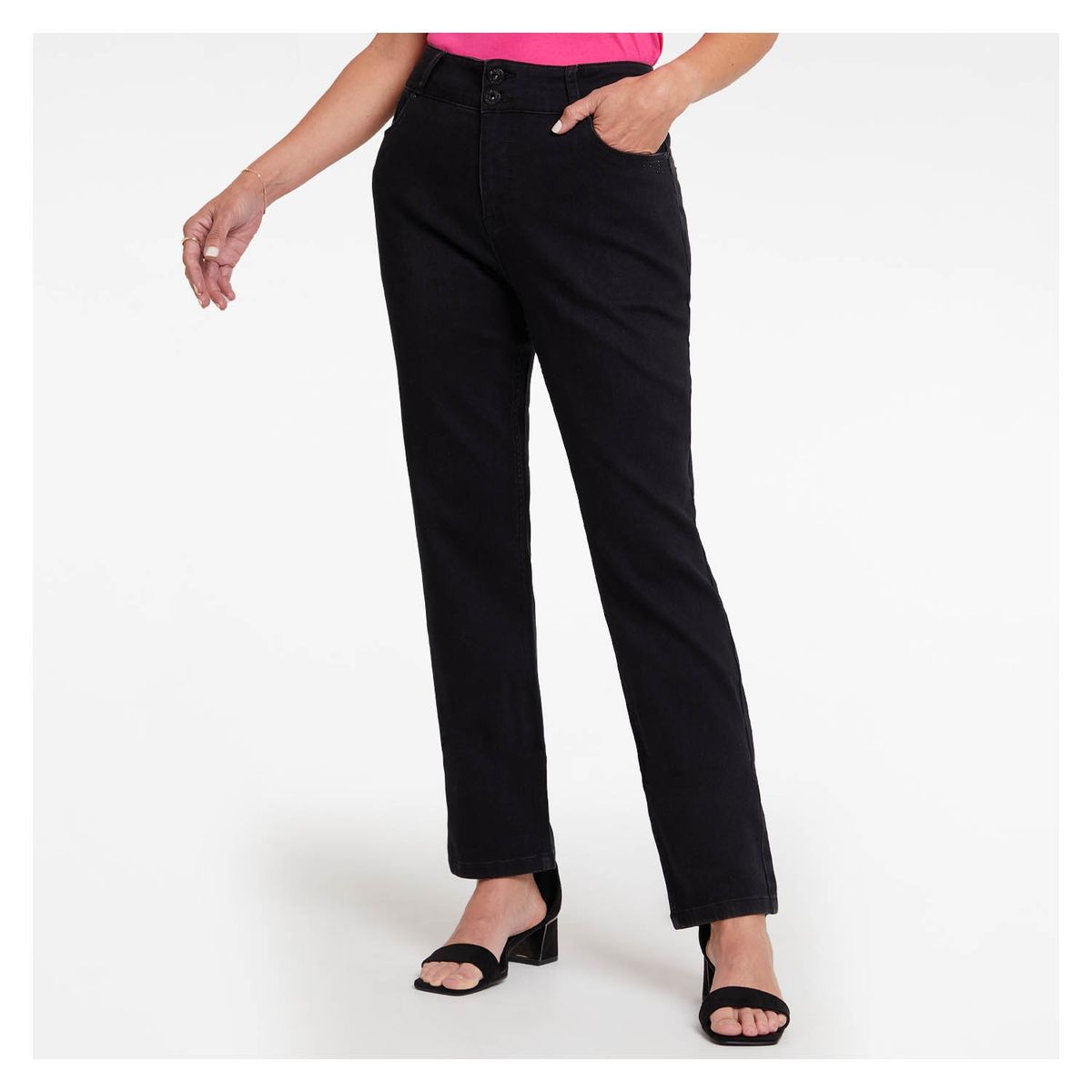 FASHION'S PARK - Jeans Mujer Tiro Alto Básico Push Up Negro Fashion's Park
