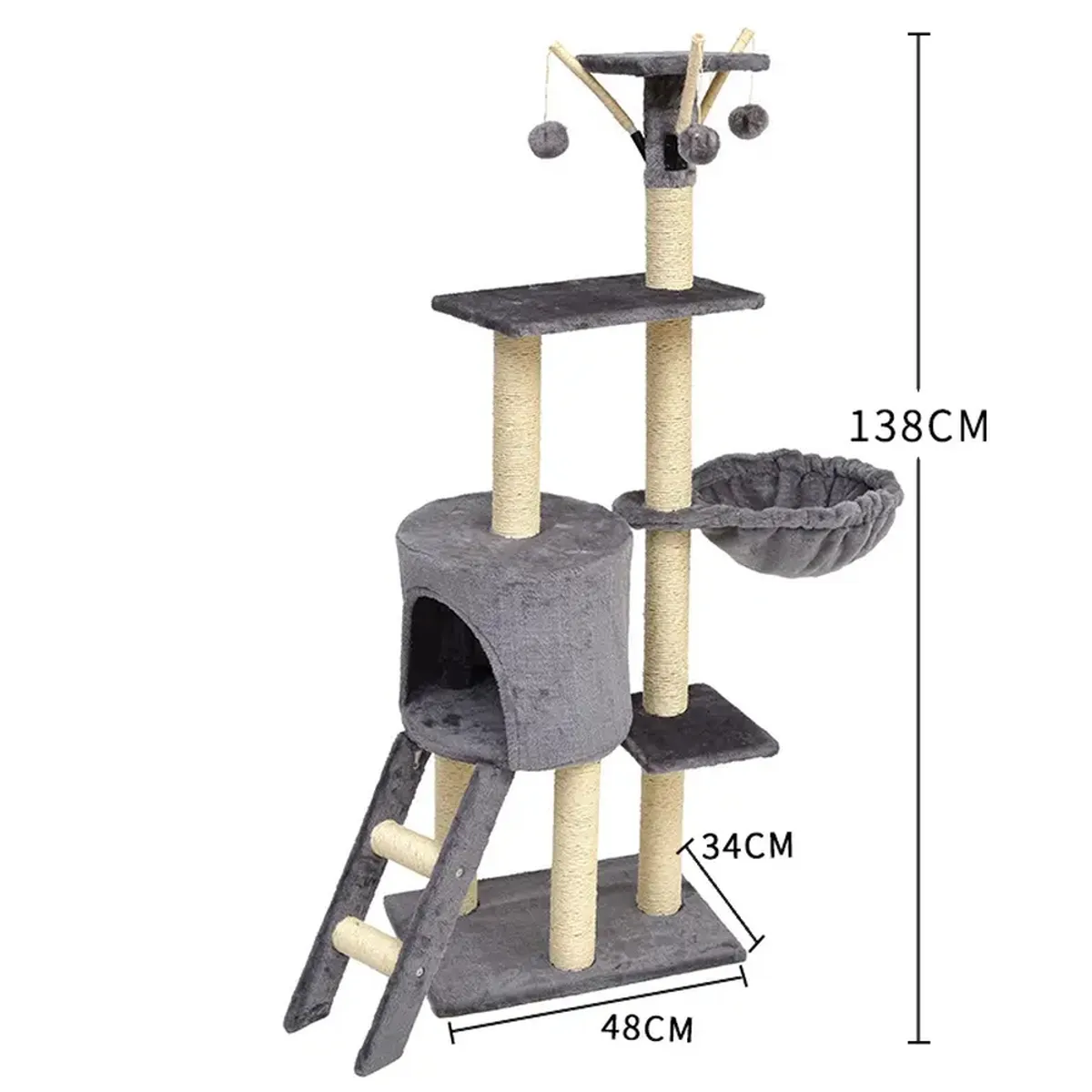 GENERICO - Torre Arbol Con Casa Rascador Juguete De Gatos Premium 138cm