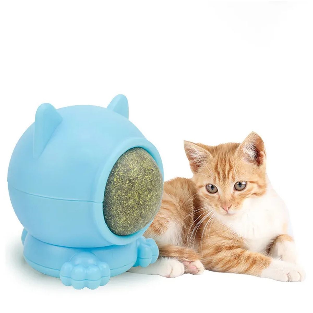 GENERICO - Bola de catnip adhesiva celeste con forma de gato