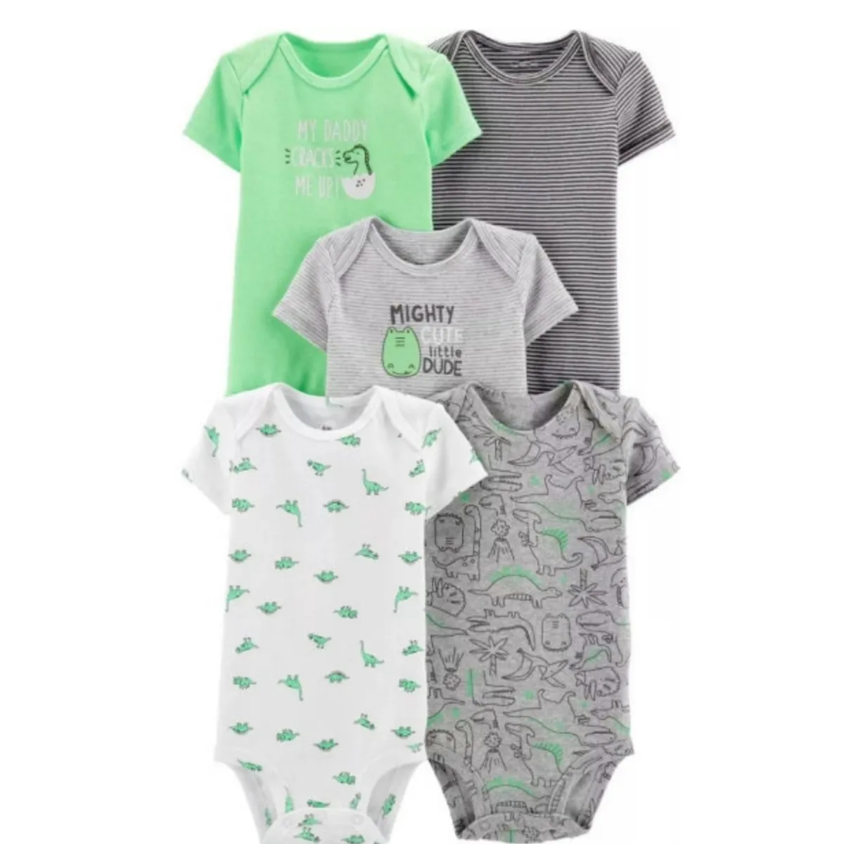 TEDMIMAK - Set de 5 bodys Lindo Dinosaurio Verde