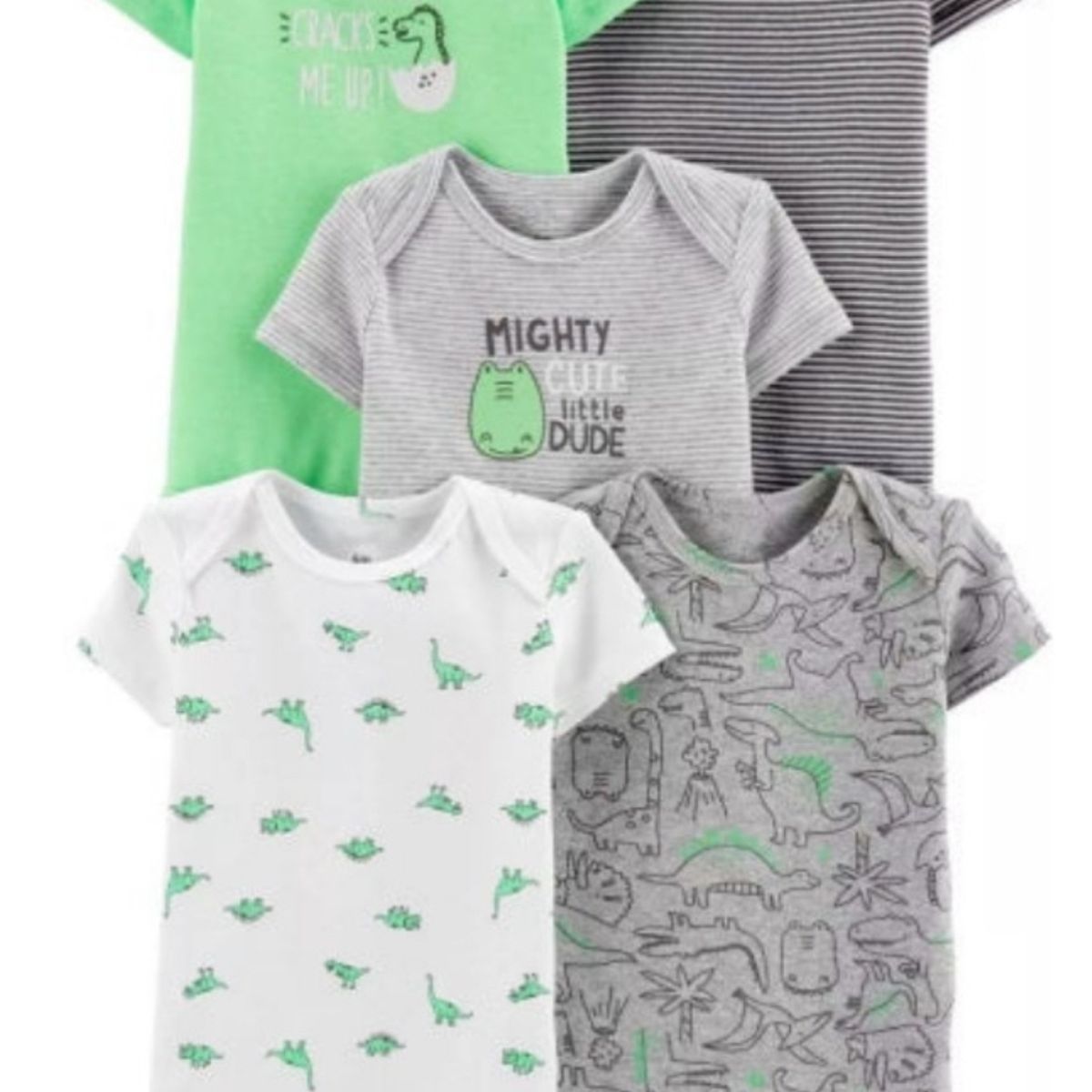TEDMIMAK - Set de 5 bodys Lindo Dinosaurio Verde