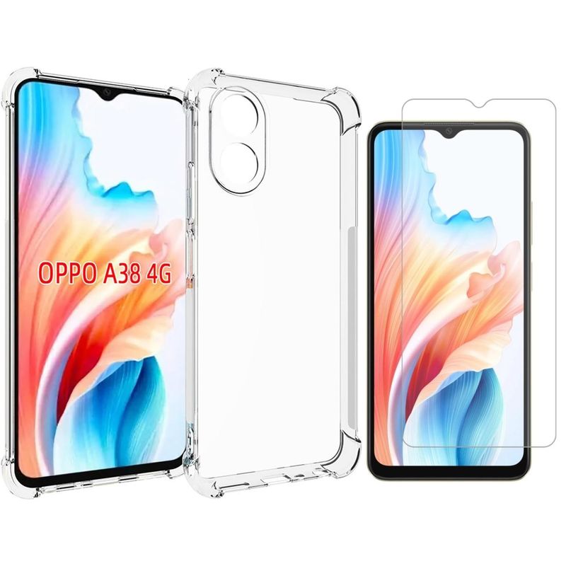 GENERICO - Carcasa Oppo A38 4g Antishock Compatible + Lamina Completa - Agua