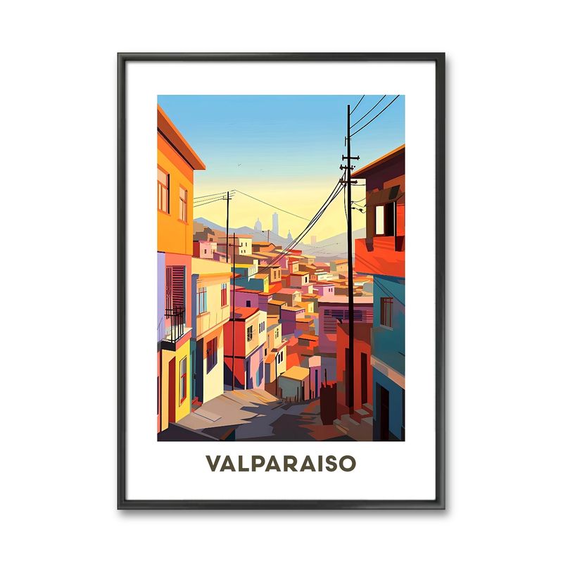 GENERICO - CUADRO DECORATIVO AFICHE ILUSTRACION DE VALPARAISO CHILE