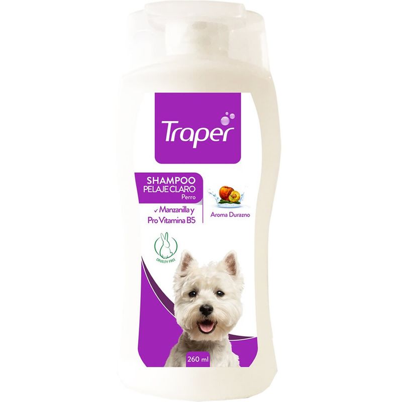 TRAPER - Shampoo Pelaje Claro Aroma Durazno Traper 260 ml