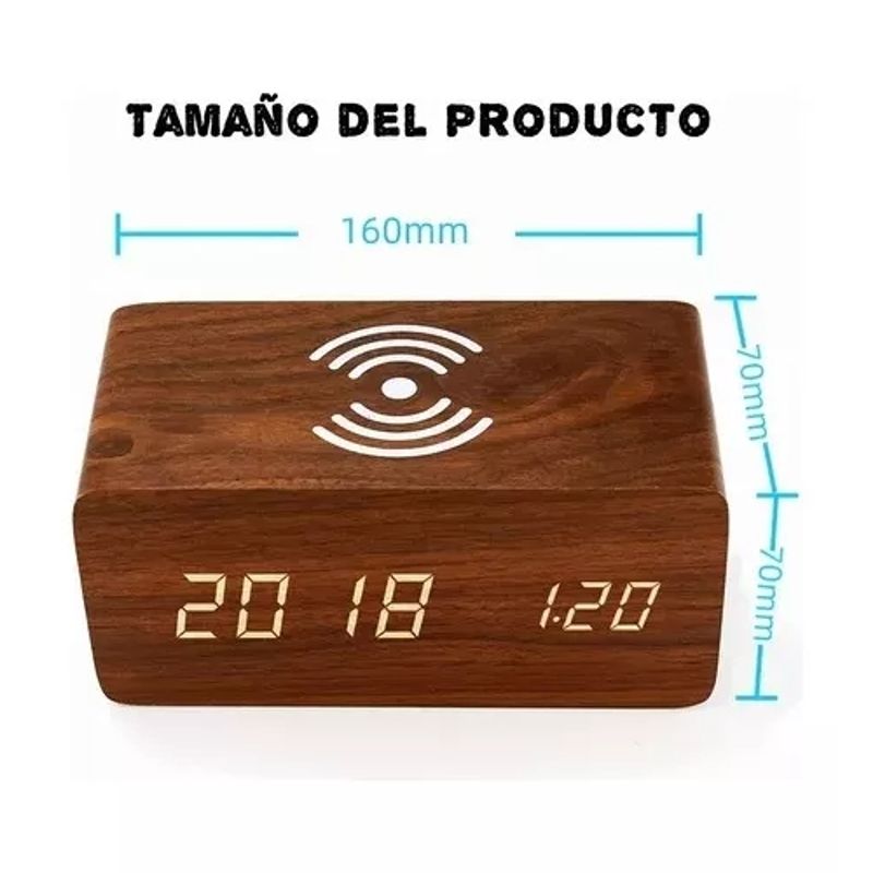 EDWINAYY - Reloj Despertador Con Cargador Inalámbrico Y Termómetro