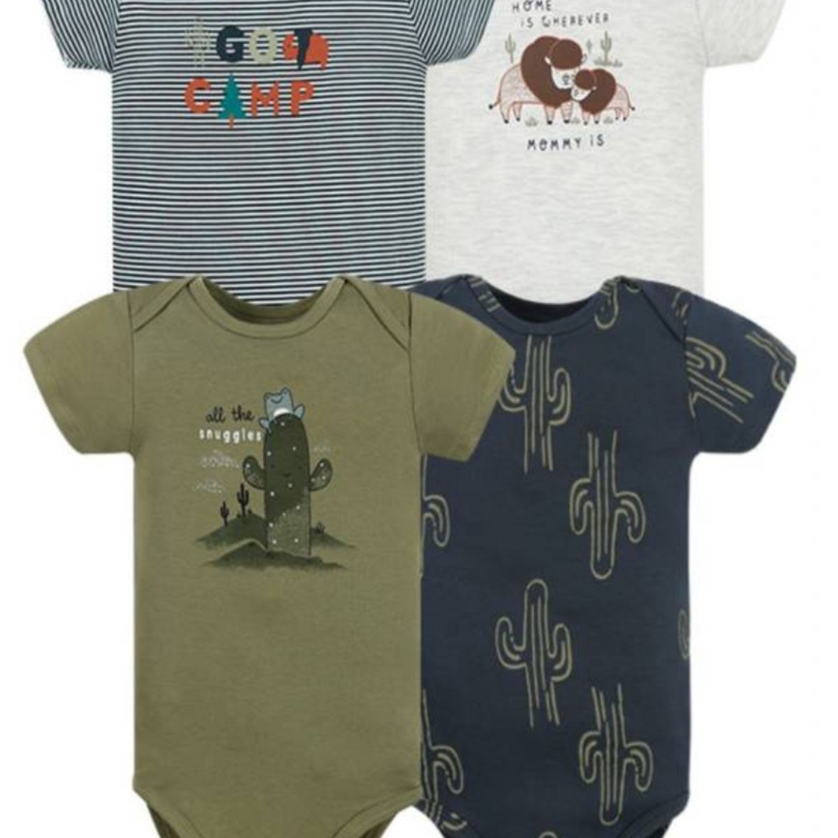 TEDMIMAK - Pack de 4 bodys manga corta de Cactus Bebé Niño