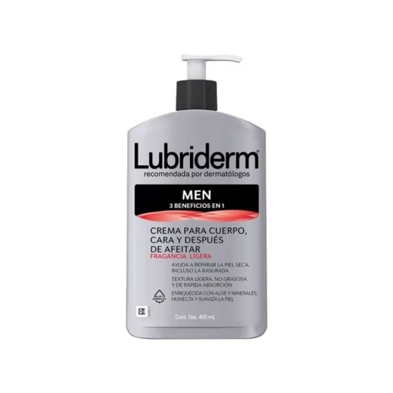LUBRIDERM - CREMA LUBRIDERM MEN 3 BENEFICIOS EN 1 400ML.