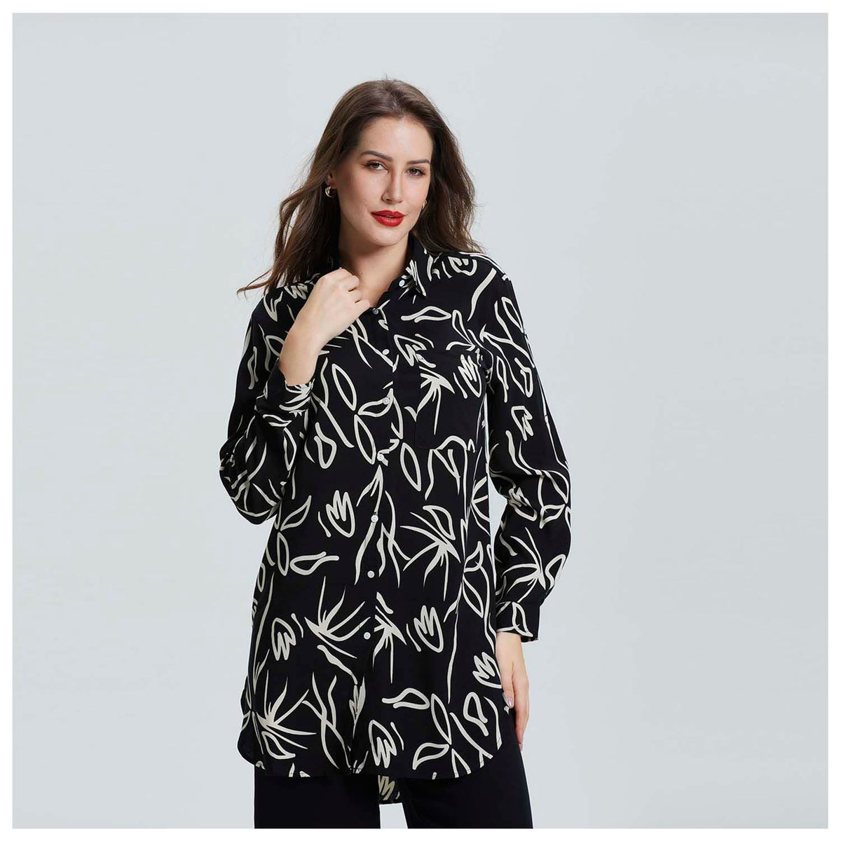 FASHION'S PARK - Blusa Larga Camisera Kimono Negro Fashion's Park