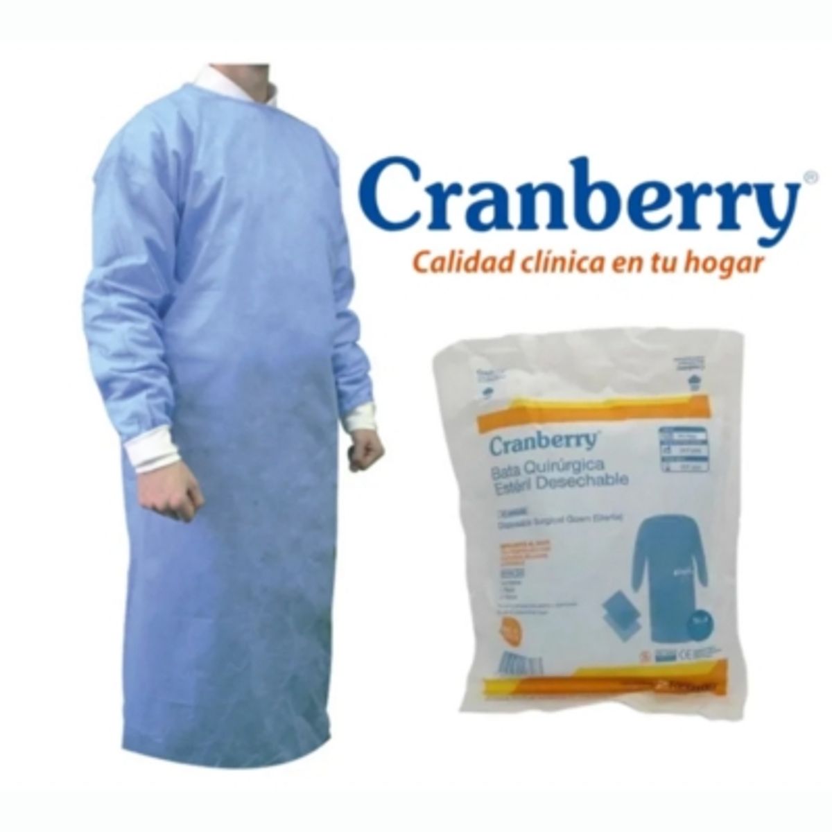 CRANBERRY - Bata Quirúrgica Estéril Talla L ( 1 Bata + 2 Paños)