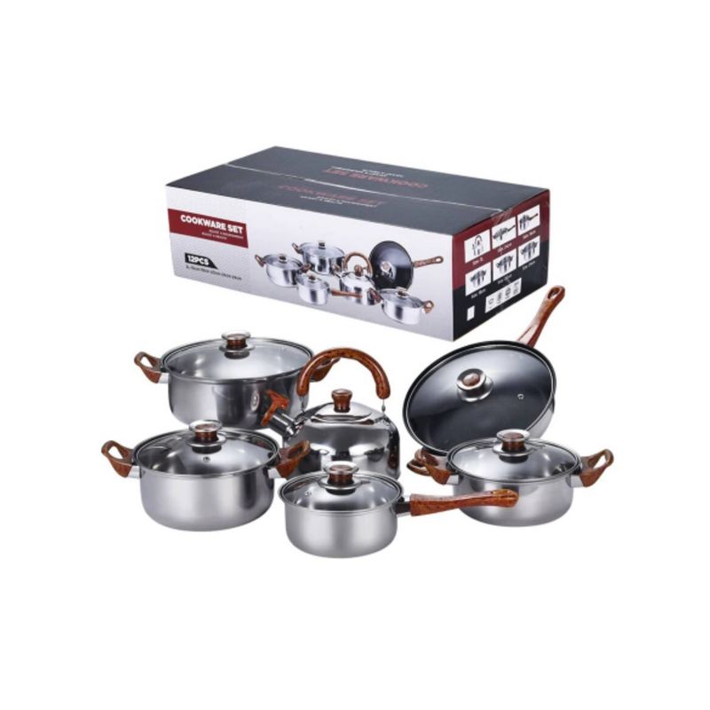 GENERICO - Set De Batería Ollas De Cocina con Tetera 12 Piezas