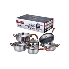 GENERICO - Set De Batería Ollas De Cocina con Tetera 12 Piezas