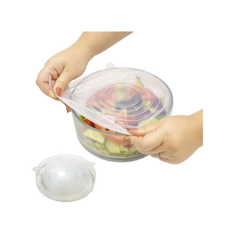 GENERICO - Set de Tapas de Silicona Expandible para Alimentos Blanco 6Pzas.