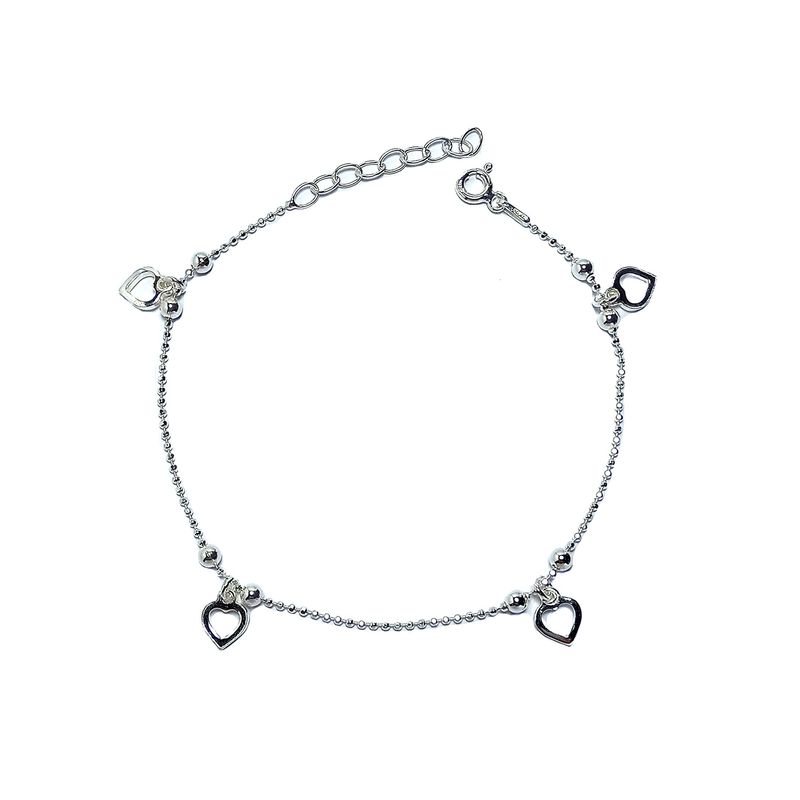 ANDREA COGGIOLA JOYAS - Pulsera Corazones Bolitas Plata Fina 925