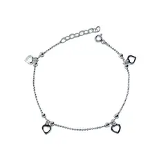 COGGIOLA - Pulsera Corazones Bolitas Plata Fina 925