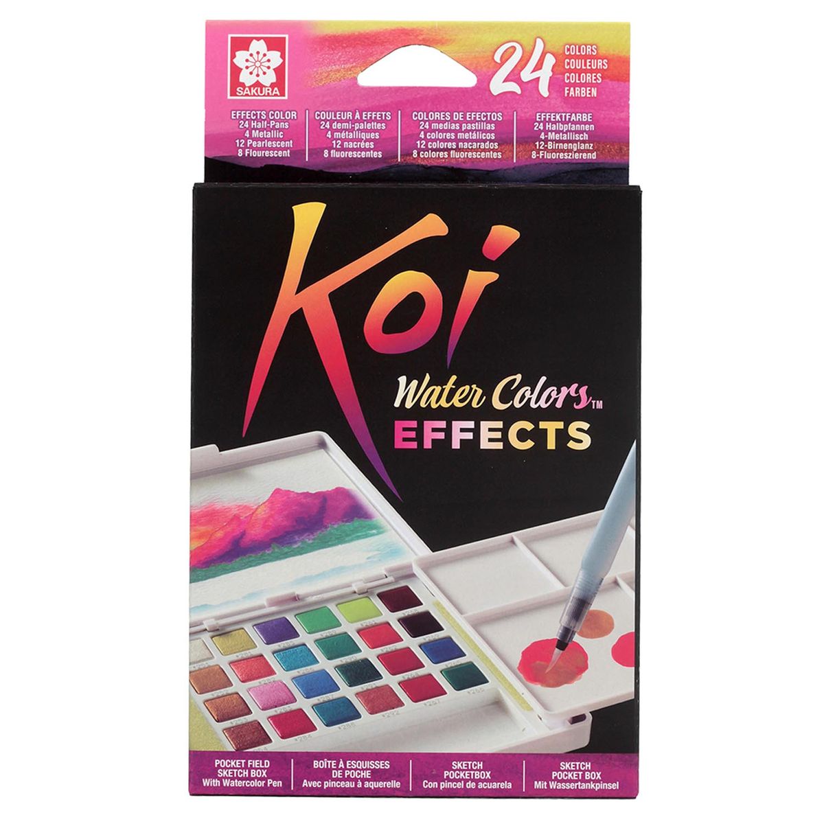 SAKURA - Sakura Koi Acuarela + Waterbrush  24 Colores (4m + 8f + 12p)