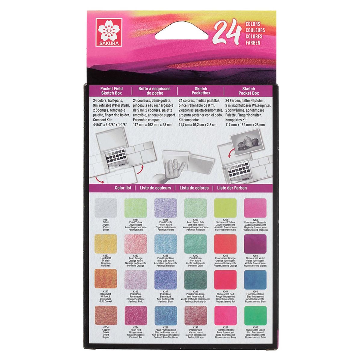 SAKURA - Sakura Koi Acuarela + Waterbrush  24 Colores (4m + 8f + 12p)
