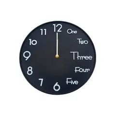MOGA - Reloj Pared Mural Redondo 30cm Pvc Negro