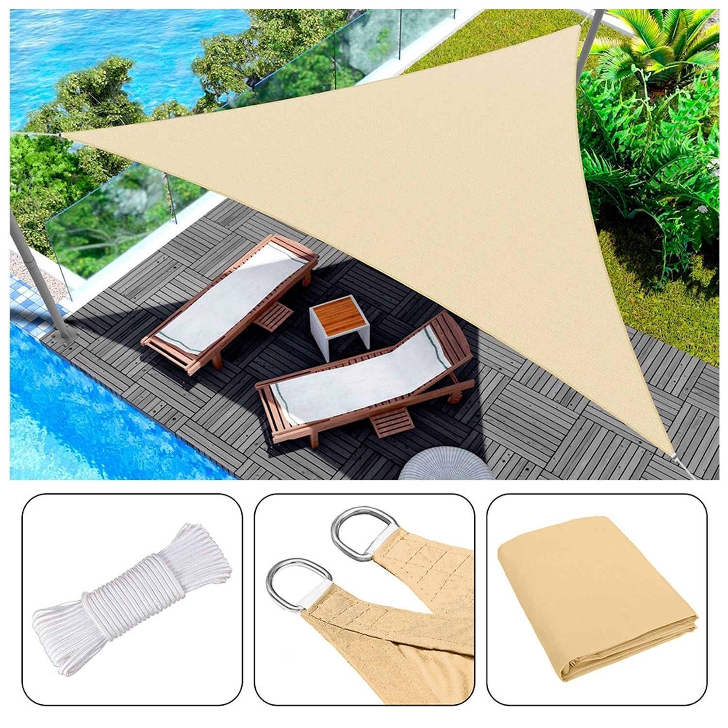 Toldo Rectangular De Jardín 16x12 Pies - Tela Duradera Con Protección UV, Plegable Y Liviano