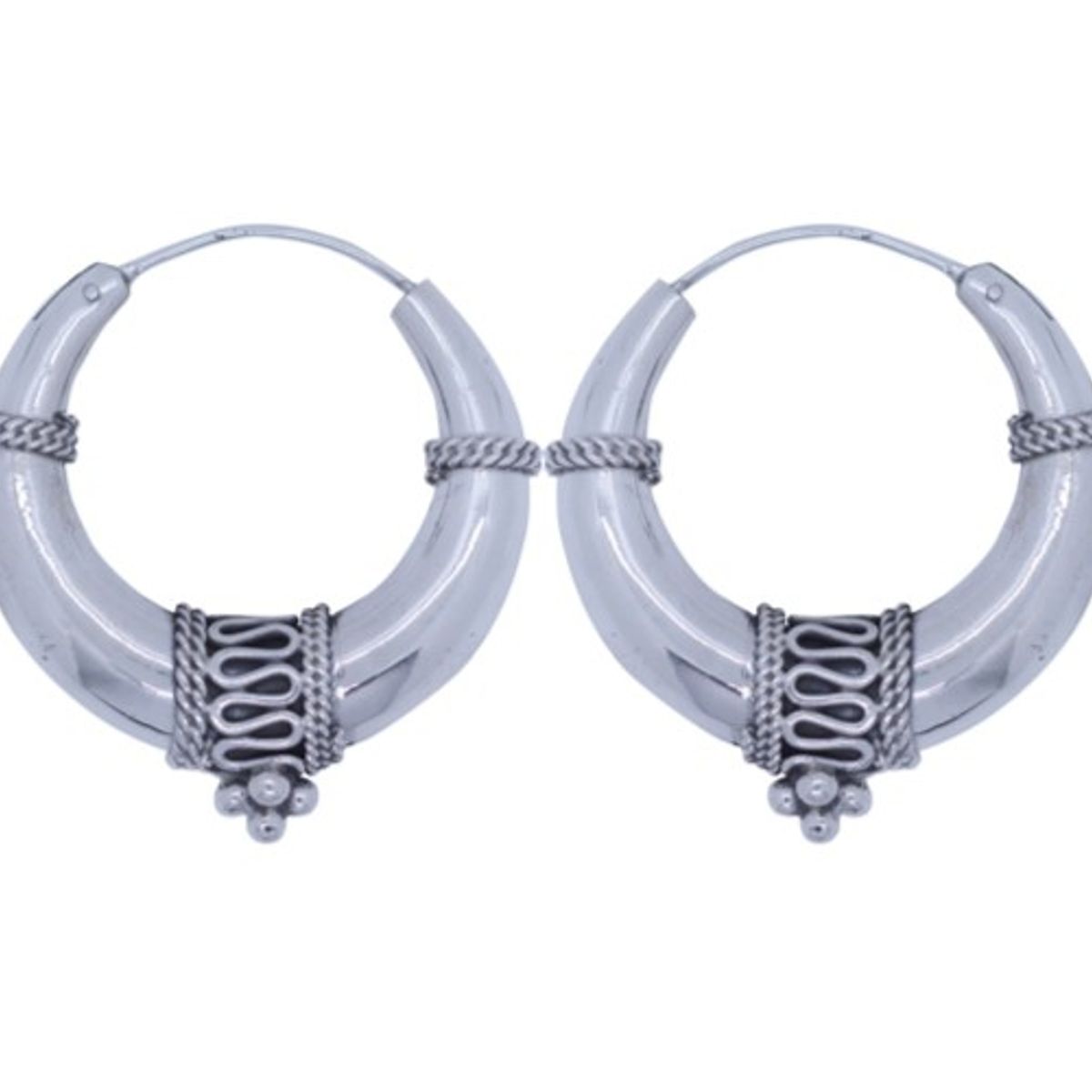 ALUNA JOYAS - Argollas Plata Unisex Bali.-