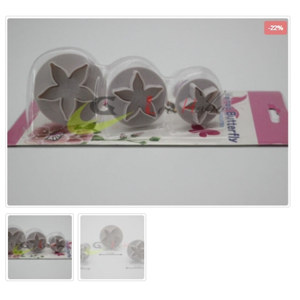 GENERICO - Cortador De Galletas 3 Piezas Plastico Figura Hoja