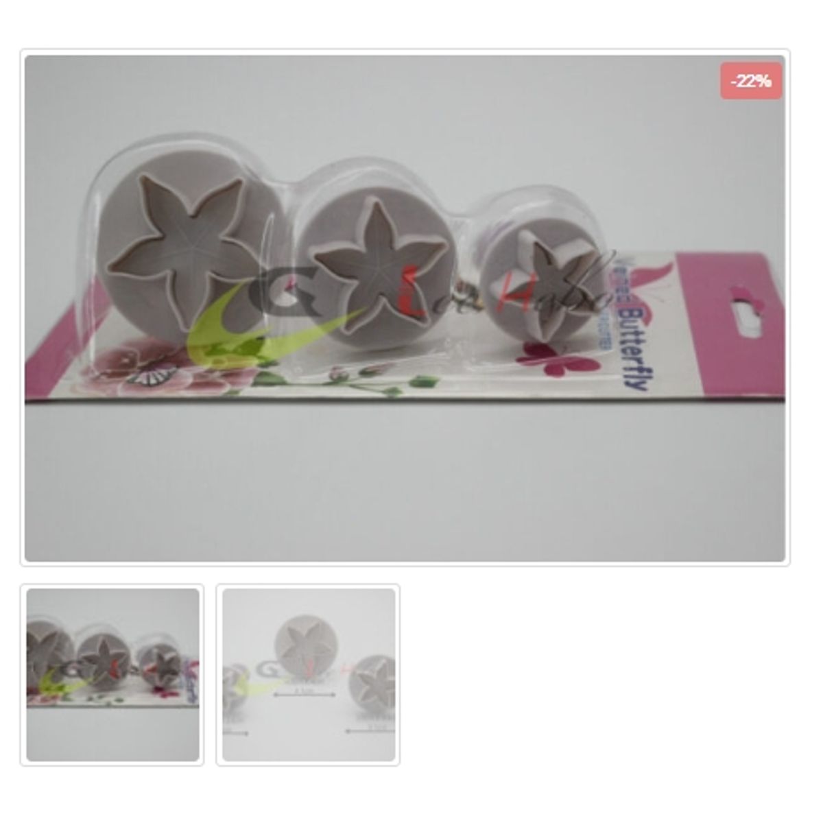 GENERICO - Cortador De Galletas 3 Piezas Plastico Figura Hoja