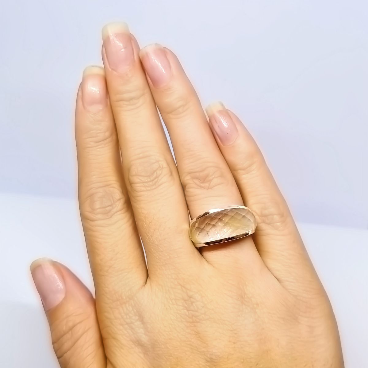 COGGIOLA - Anillo Indira Cuarzo Rutilado Plata Fina 925