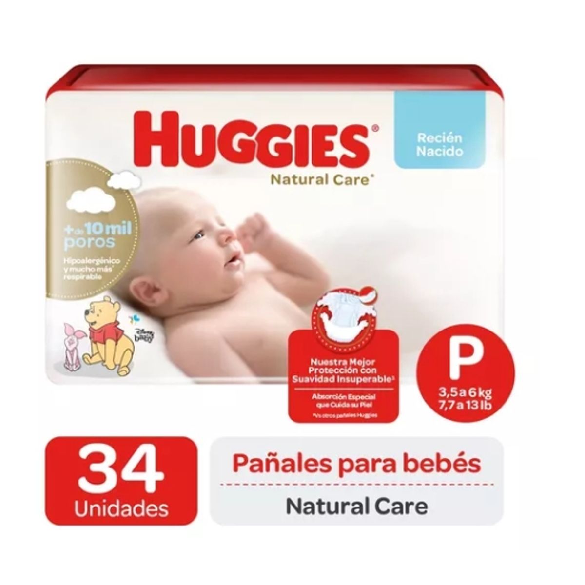 HUGGIES - Pañales Huggies Natural Care P 34 Unidades