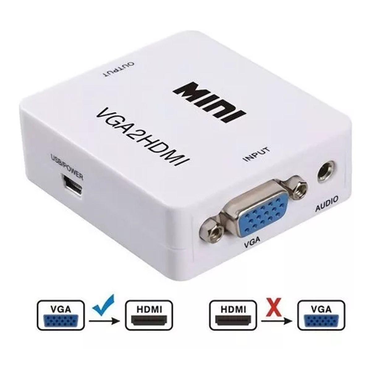 GENERICO - Adaptador Conversor Vga A Hdmi Full Hd