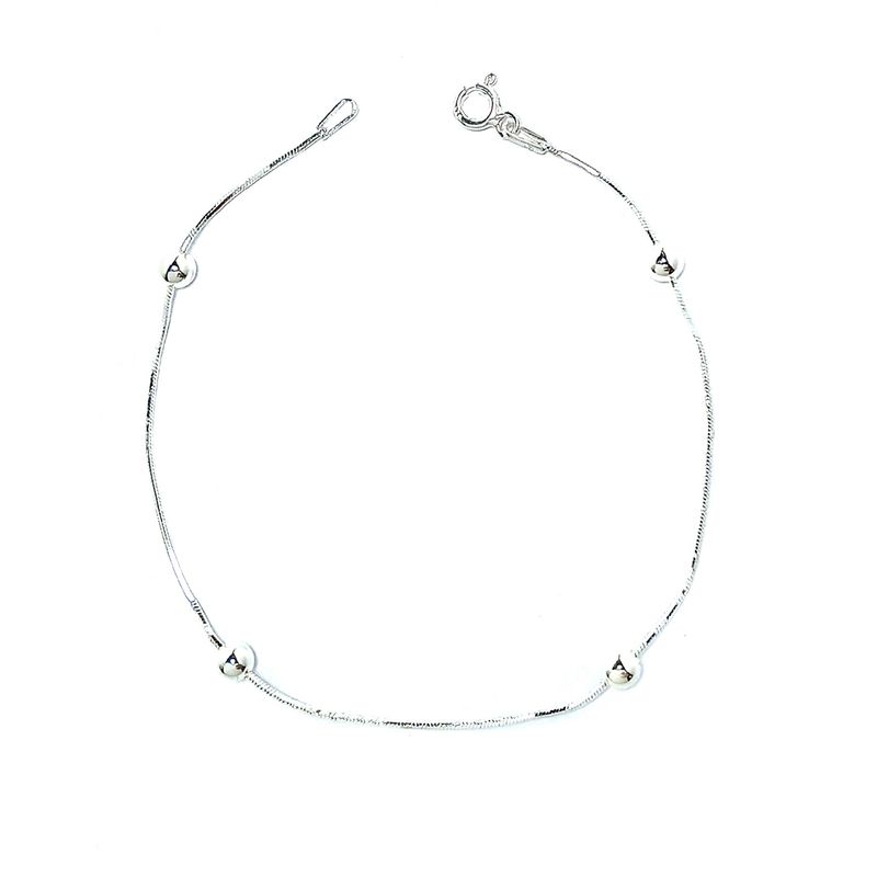 ANDREA COGGIOLA JOYAS - Pulsera Cola De Topo 4 Bolitas Plata Fina 925
