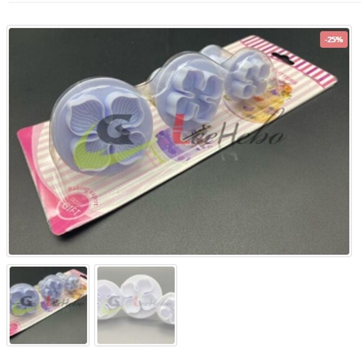 GENERICO - Cortador De Galletas 3 Piezas Plastico Figura Flor