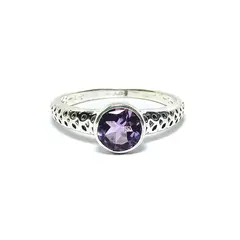 ANDREA COGGIOLA JOYAS - Anillo Amatista Redondo Plata Fina 925