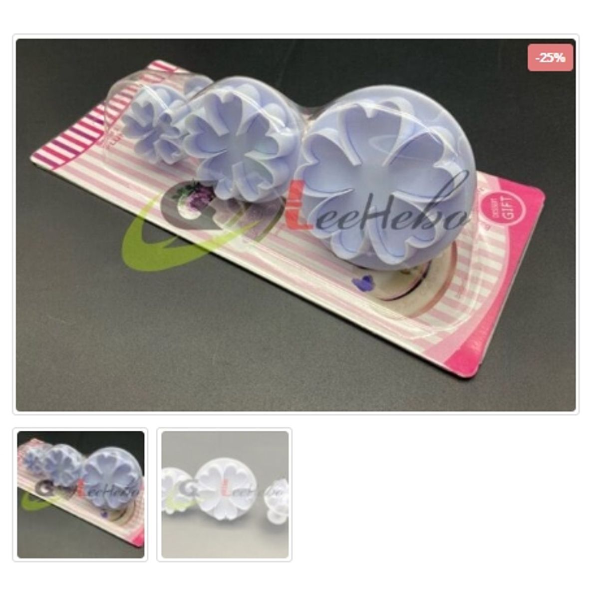 GENERICO - Cortador De Galletas 3 Piezas Plastico Figura Flor Reposteria