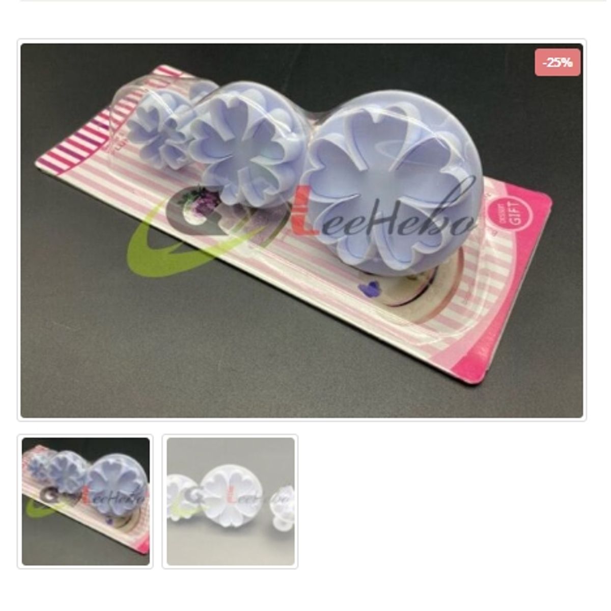 GENERICO - Cortador De Galletas 3 Piezas Plastico Figura Flor Reposteria