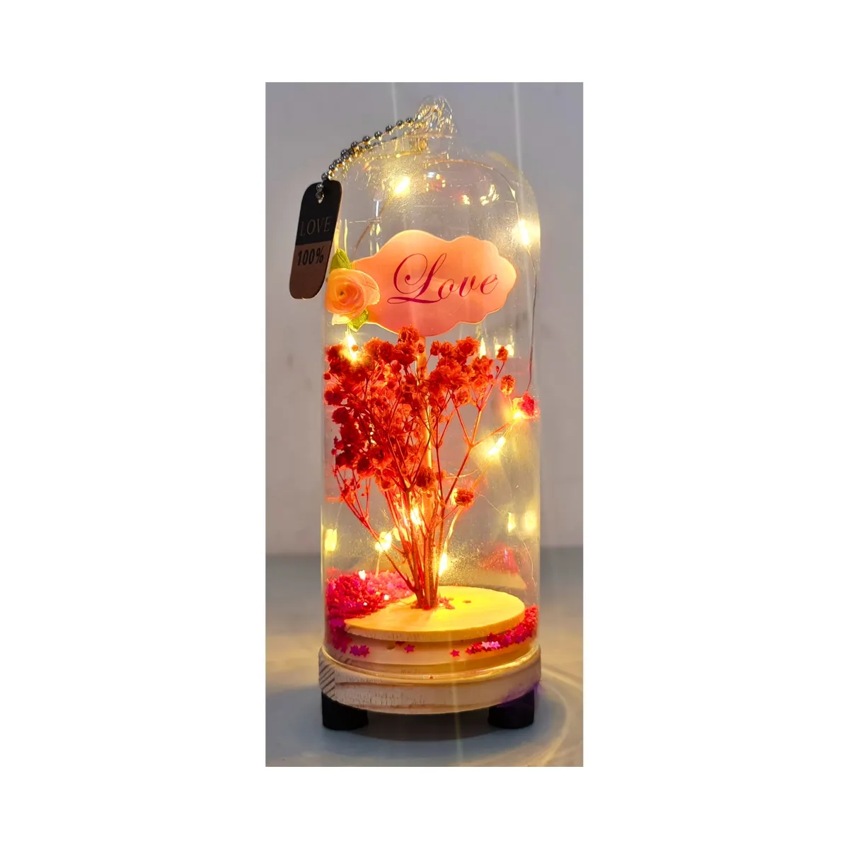 GENERICO - Flores Eternas Artificiales En Cúpula  Luces Pilas Bolsa Regalo