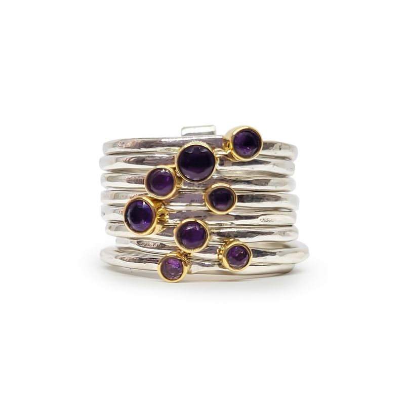 ANDREA COGGIOLA JOYAS - Anillo Anisha Amatista Plata Fina 925
