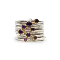 ANDREA COGGIOLA JOYAS - Anillo Anisha Amatista Plata Fina 925