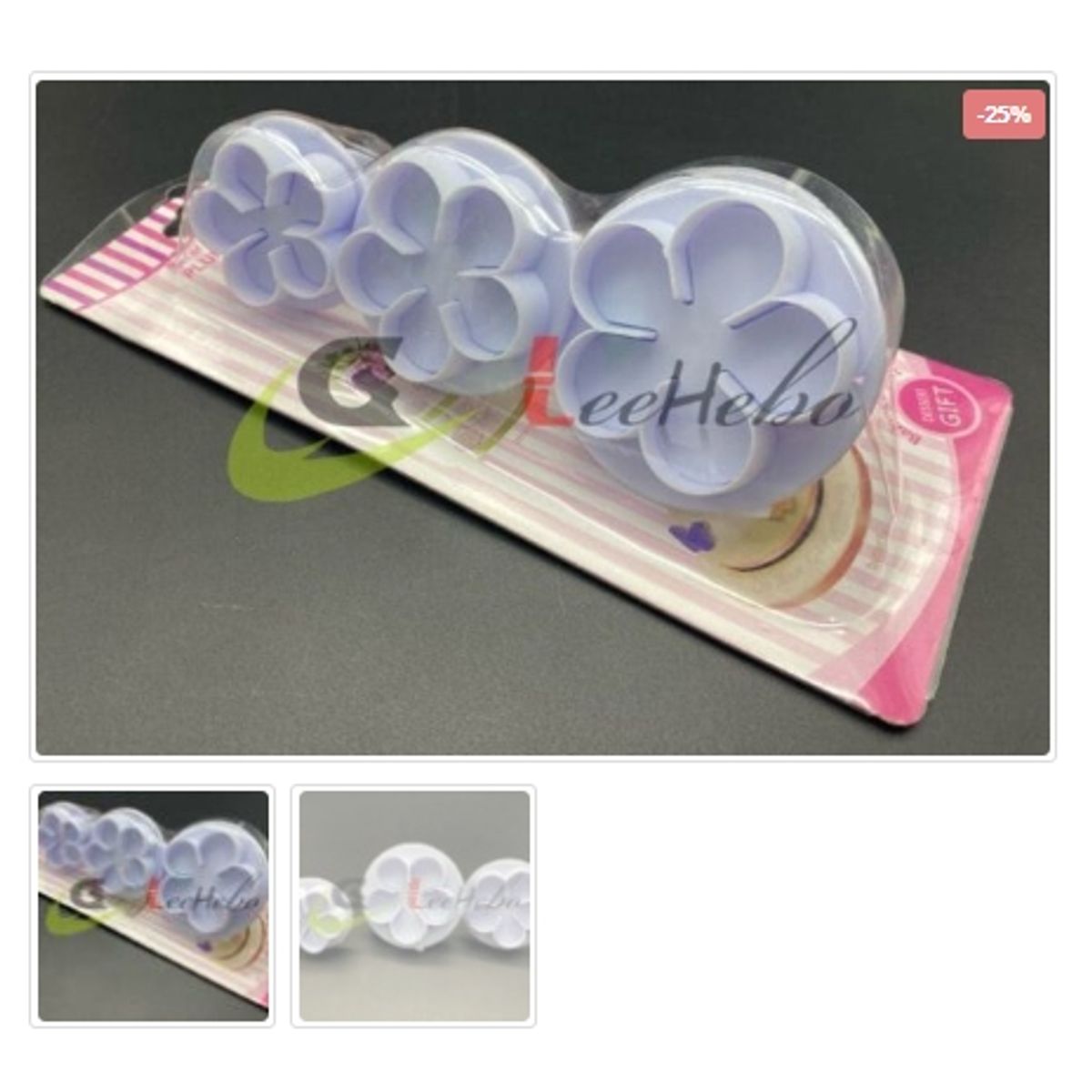 GENERICO - Cortador De Galletas 3 Piezas Plastico Figura Flor