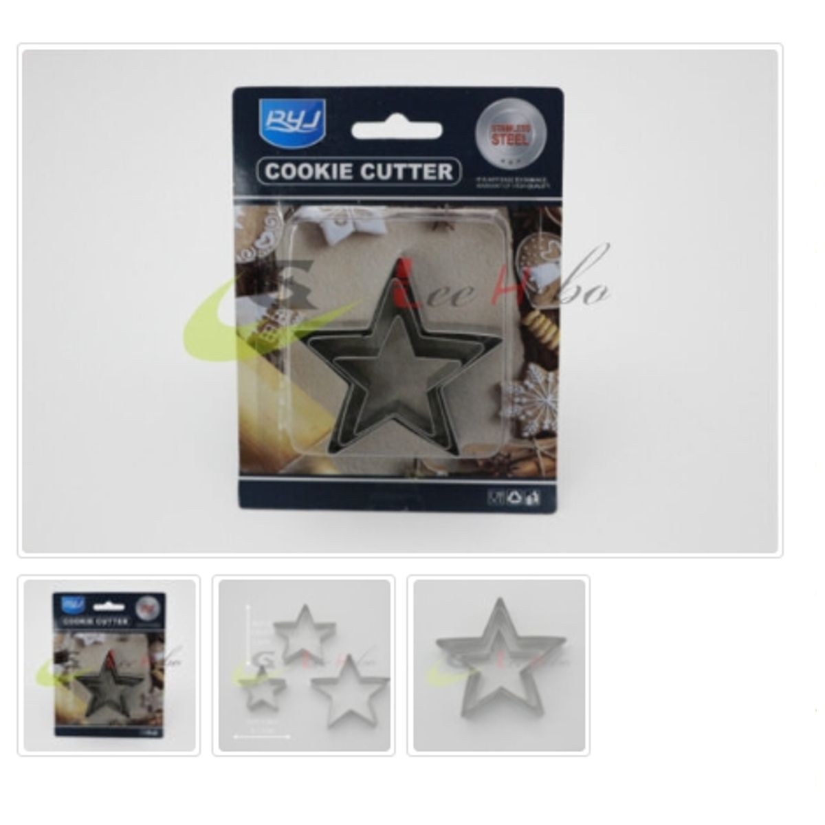 GENERICO - Cortador De Galletas 3 Piezas Acero Inoxidable Figura Estrella